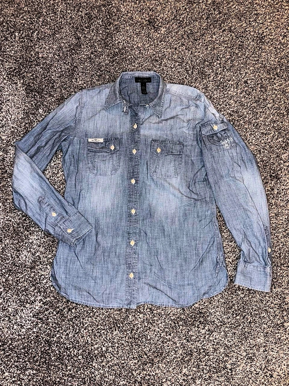 Y2K grunge denim button up shirt